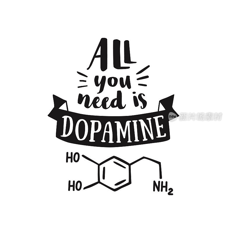 你需要的只是多巴胺。笑话。字体设计海报。有趣的文字引用。