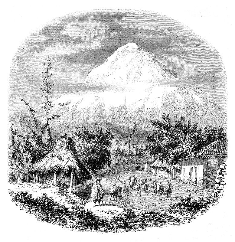 1850年从里奥班巴看到的钦博拉索火山