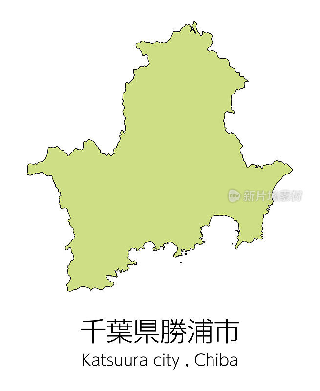 日本千叶县胜浦市地图。翻译:“千叶县胜浦市。”