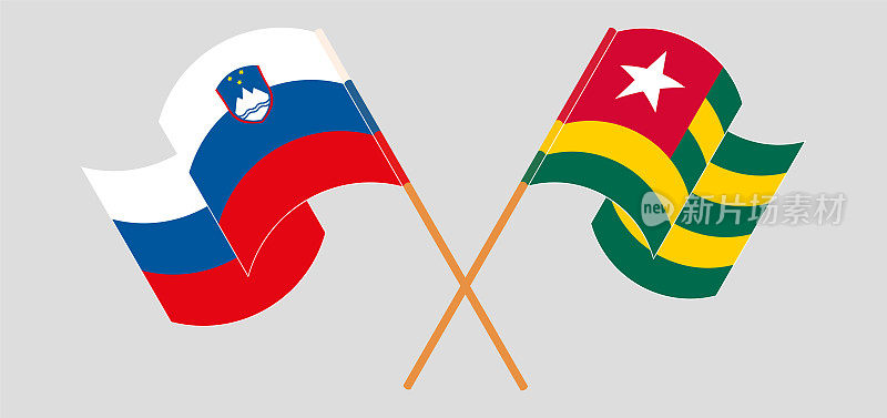 斯洛文尼亚和多哥的国旗交叉并飘扬