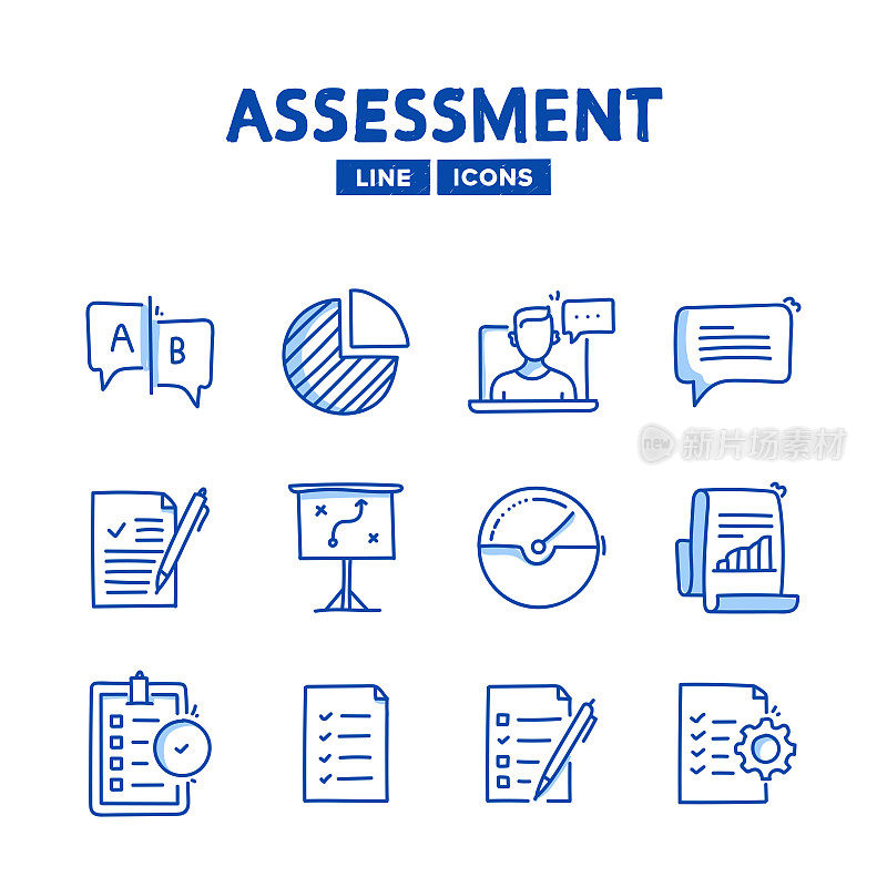评估手绘线图标集和草图设计