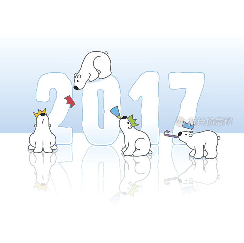 四只北极熊在2017年冰上聚会