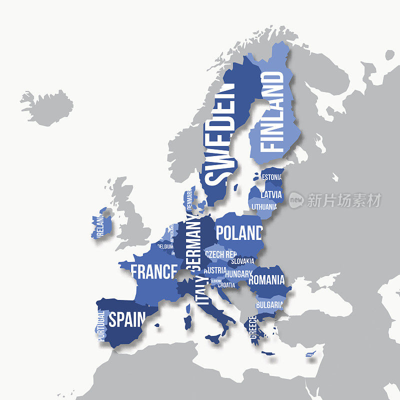 欧盟矢量地图。Brexit。