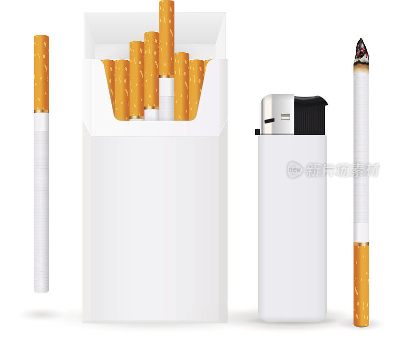 一包香烟，一根香烟，打火机