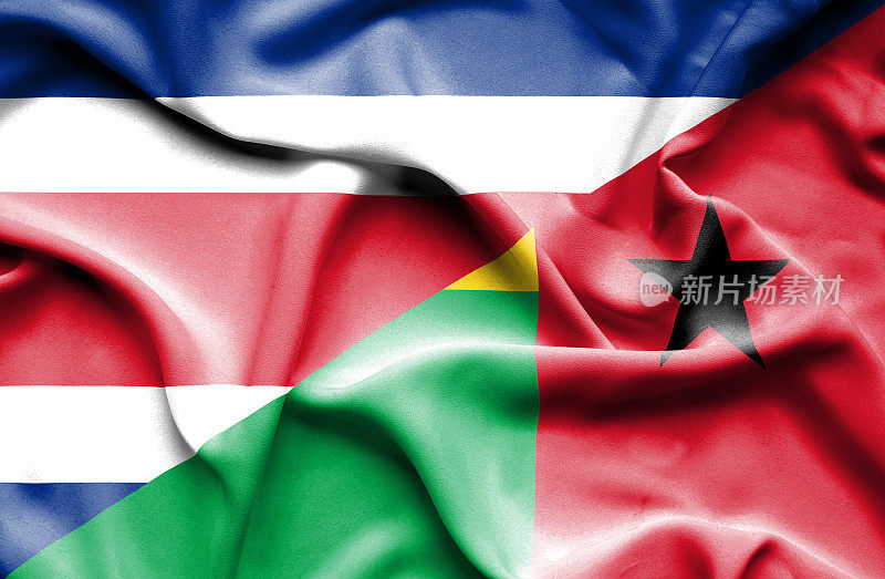 挥舞着几内亚比绍和哥斯达黎加的旗帜
