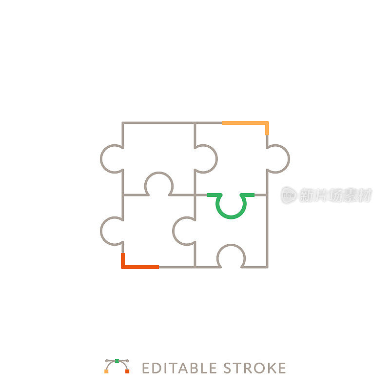 团队多色线图标与可编辑的Stroke