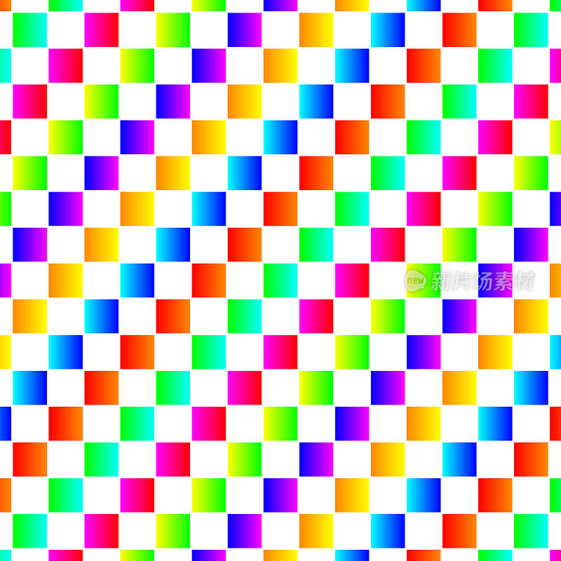 彩色方块格子图案上的白色