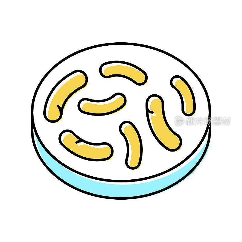 肠道细菌颜色图标矢量插图