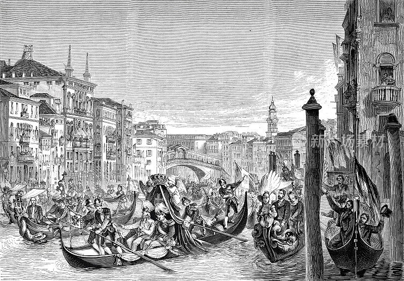 威尼斯，大运河，弗朗茨・约瑟夫皇帝和维托・伊曼纽尔国王的入口