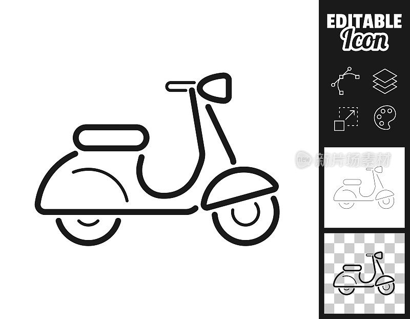 摩托车侧面视图。图标设计。轻松地编辑