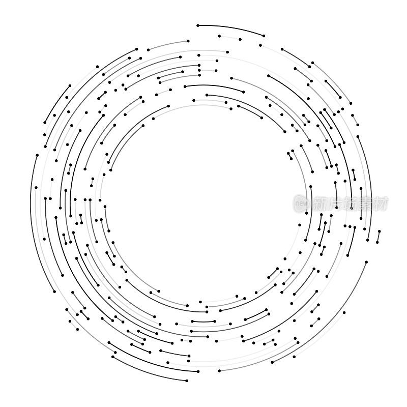 电路板风格的抽象圆形电子背景图案。