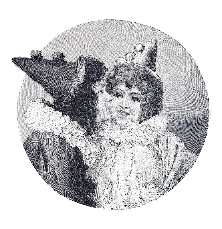 皮埃罗亲吻皮埃雷特1899年的插画