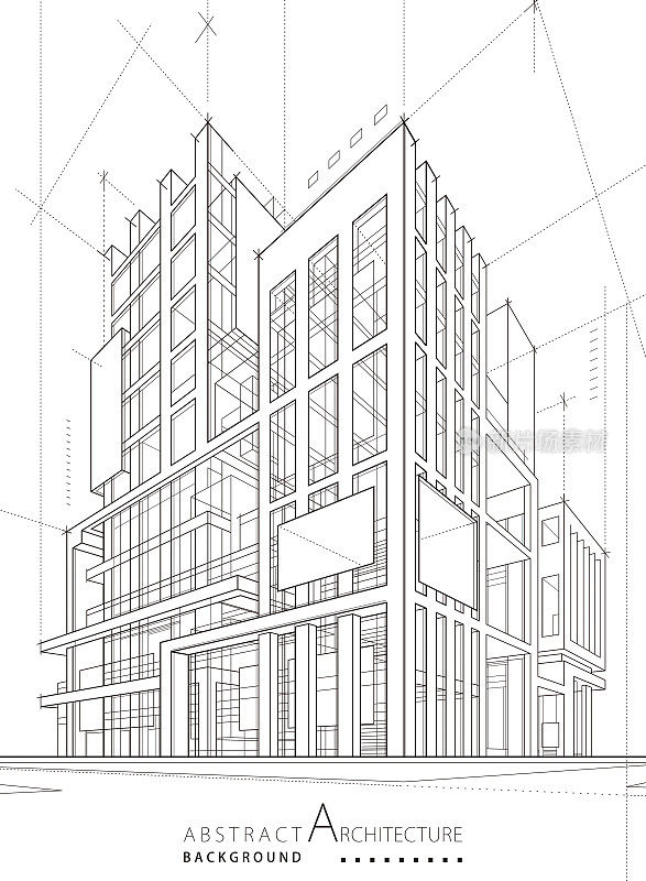 抽象建筑现代城市线条绘制。