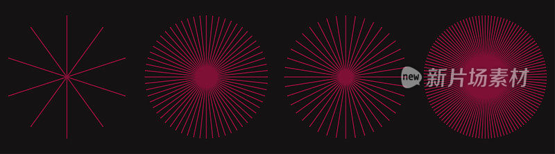 矢量红色圆形径向线几何图案设计元素黑色背景