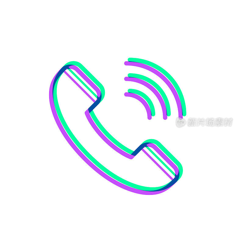 电话。图标与两种颜色叠加在白色背景上