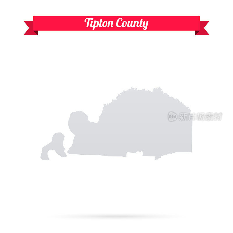 蒂普顿县，田纳西州。白底红旗地图