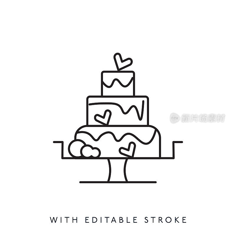 婚礼蛋糕线图标可编辑的笔画