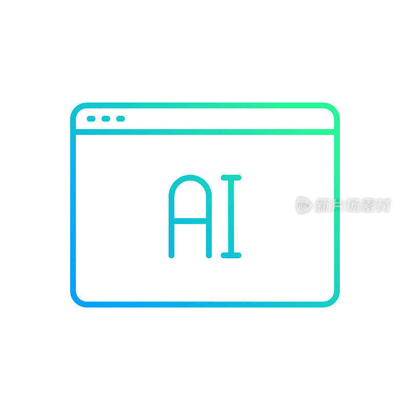 AI互联网机器人梯度线图标。Icon适用于网页设计、移动应用、UI、UX和GUI设计。