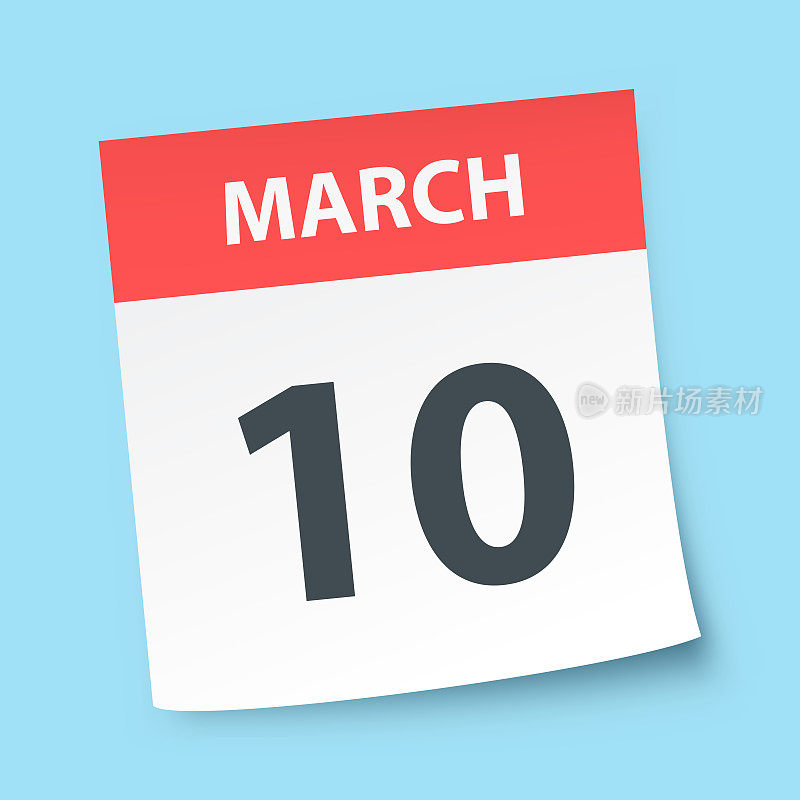 3月10日-蓝色背景的每日日历