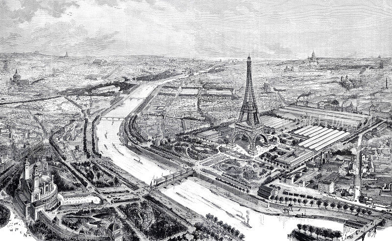 1889年，战神广场上的巴黎埃菲尔铁塔