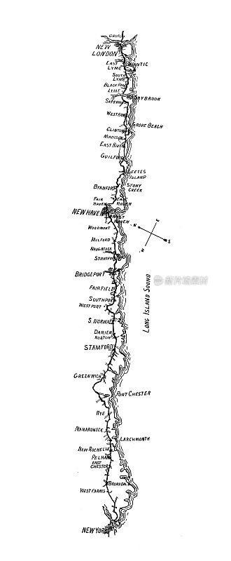 1897年的运动和消遣:自行车旅行地图，新伦敦-纽约