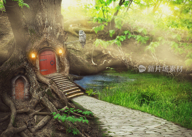 幻想森林里的仙女树屋