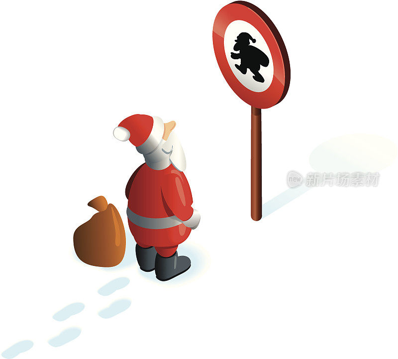 禁止路标圣诞老人
