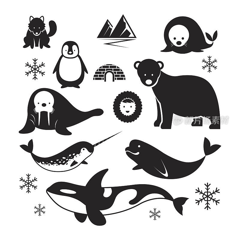 北极动物剪影集