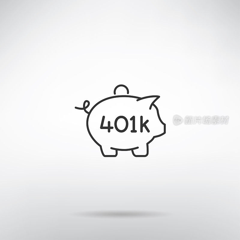 401K退休计划储蓄罐细线图标