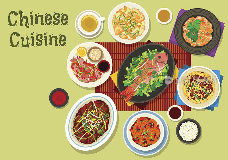 中国菜晚餐图标亚洲食物设计