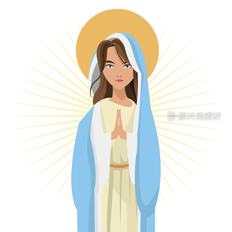圣母玛利亚宗教偶像。矢量图形