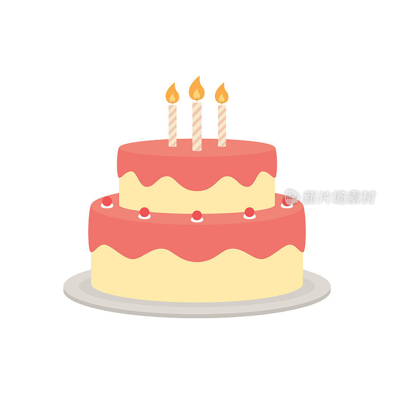 生日蛋糕矢量孤立的插图