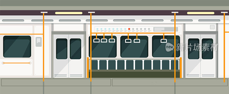 空地铁列车内视图。地铁车厢向量内部