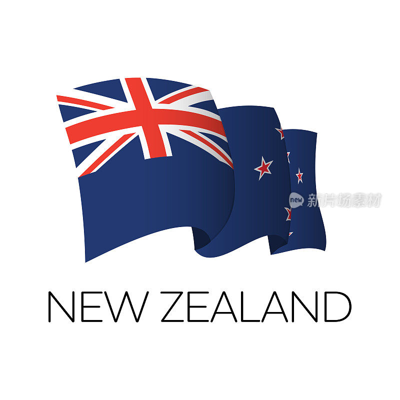 新西兰矢量旗。飘扬的新西兰国旗。每股收益10。Oackland