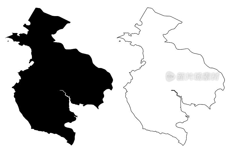 瓜纳卡斯特省(哥斯达黎加共和国，哥斯达黎加行政区划)地图矢量插图，瓜纳卡斯特手绘地图