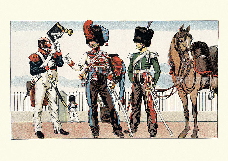 19世纪40年代的法国军装，Voltigeur，轻骑兵，猎猎者，骑兵，19世纪