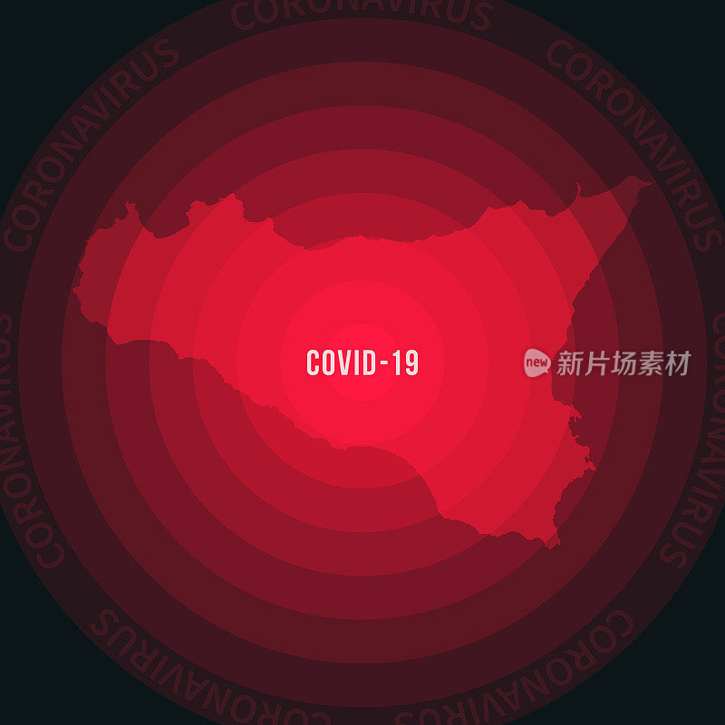 西西里岛COVID-19传播地图。冠状病毒爆发