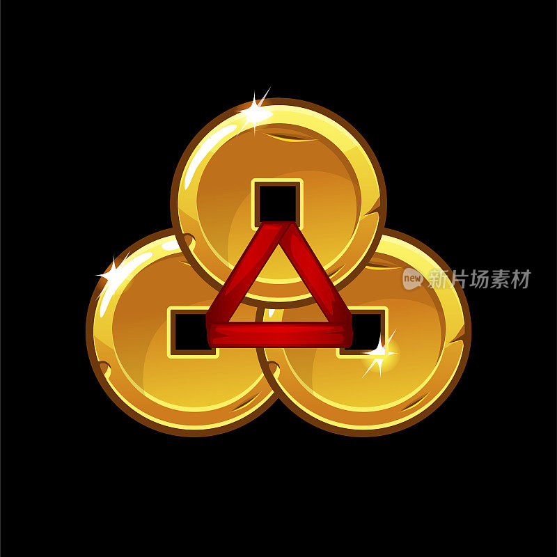 象征中国的黄金护身符的风水硬币。