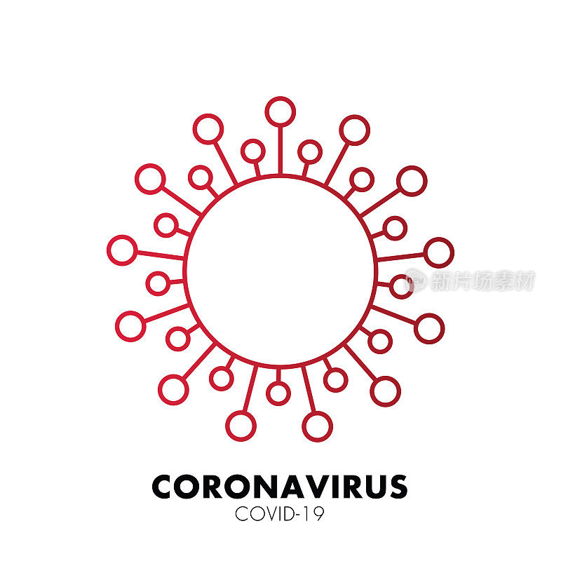新型冠状病毒载体分离图标，冠状病毒。Covid-19图标库存插图