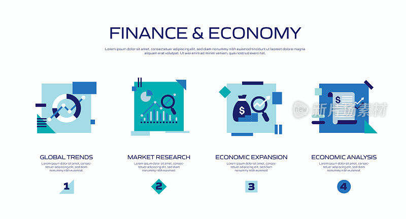 经济和金融概念信息图模板，元素和图标。简单的矢量信息图设计