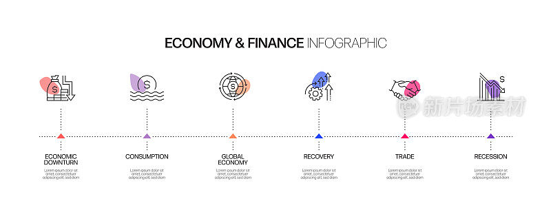经济和金融概念信息图模板，元素和图标。简单的矢量信息图设计