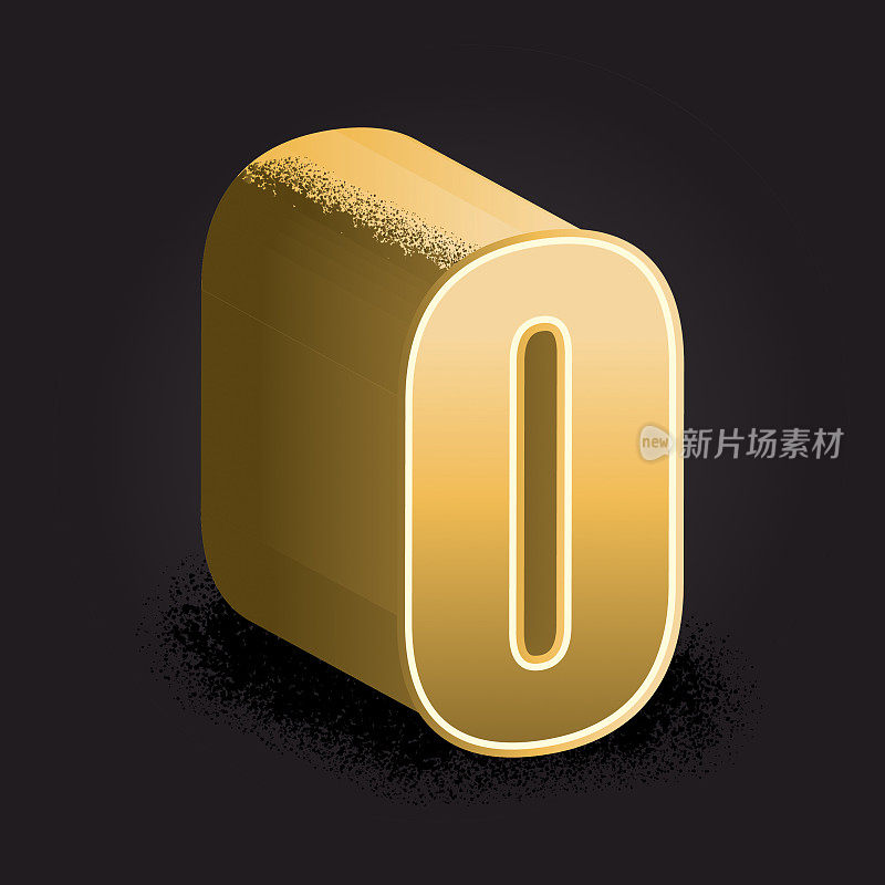 金色3d装饰字母O设计