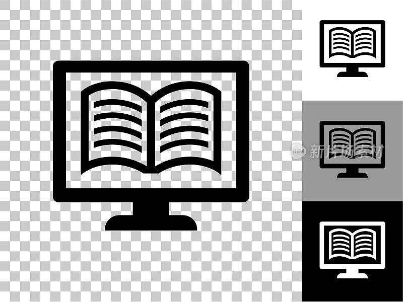 在线图书图标在棋盘上透明的背景