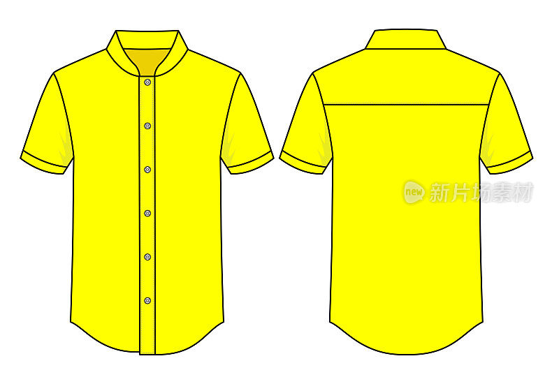 黄色厨师制服衬衫矢量模板