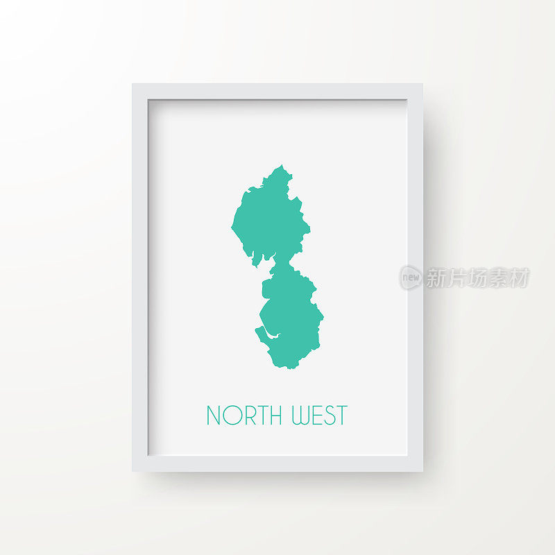 西北地图在一个框架上的白色背景