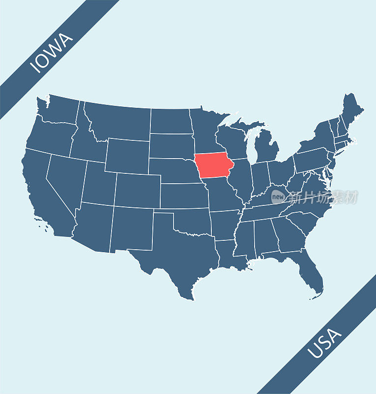 美国地图上的爱荷华州