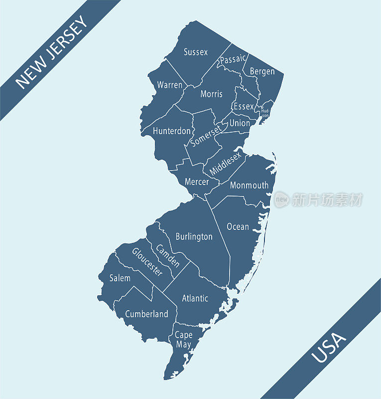 新泽西县地图