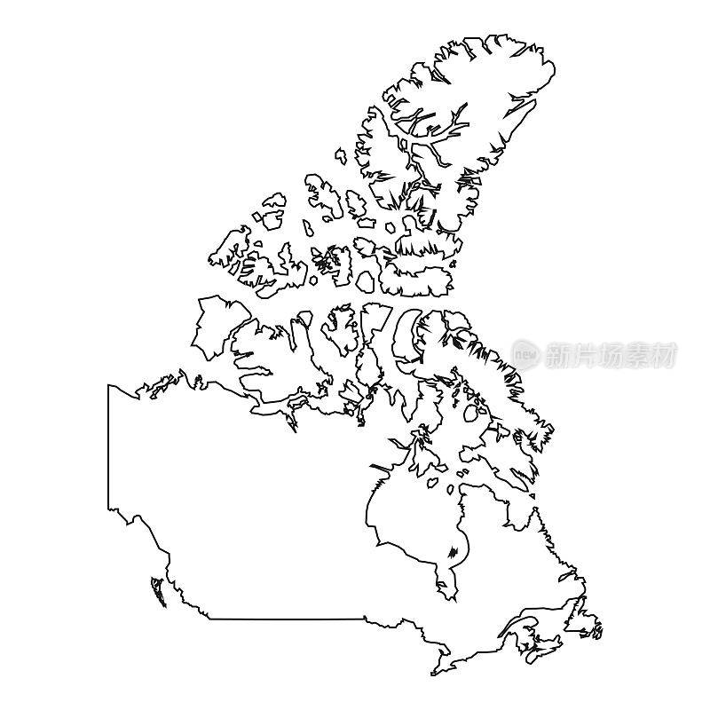白色背景上的加拿大地图