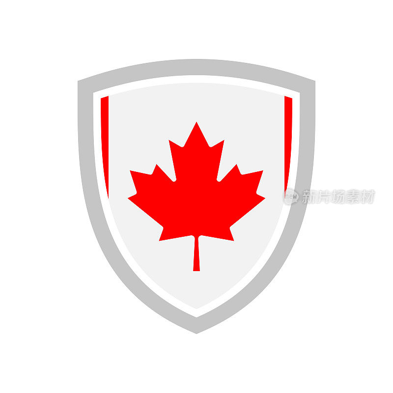 加拿大国旗图标矢量插图-盾牌