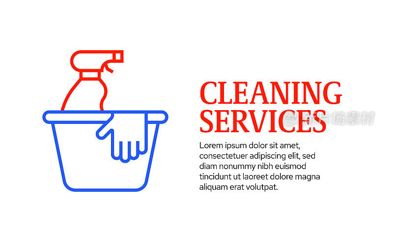 清洁服务概念，矢量线图标模板设计